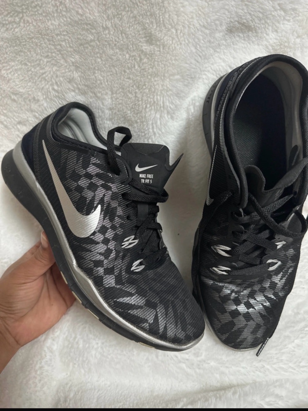 Black and Silver Nike Free TR Fit 5 Sneakers